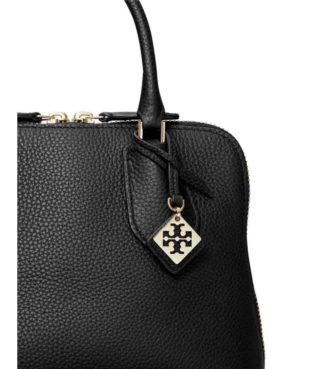 TORY BURCH Черная кожаная сумка с короткими ручками, фото 4