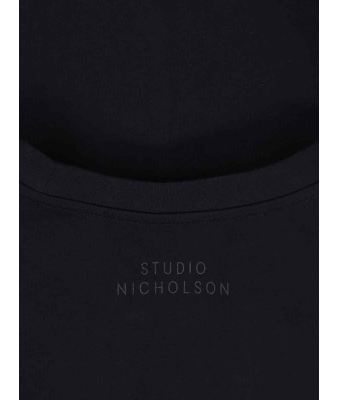 STUDIO NICHOLSON Черная хлопковая футболка, фото 3