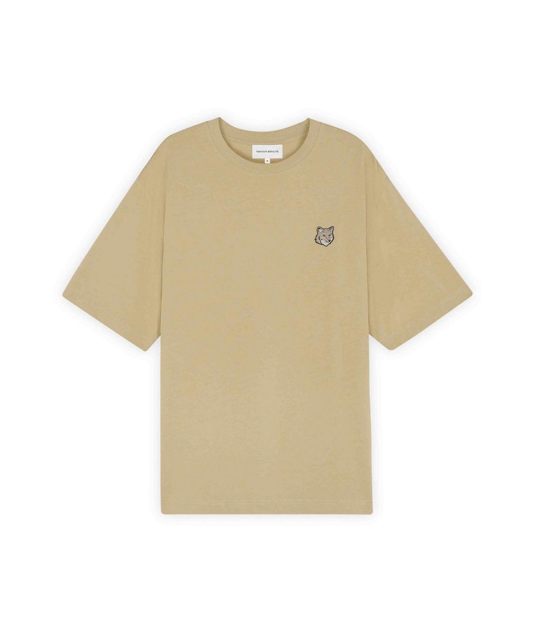 MAISON KITSUNE Бежевая хлопковая футболка, фото 1