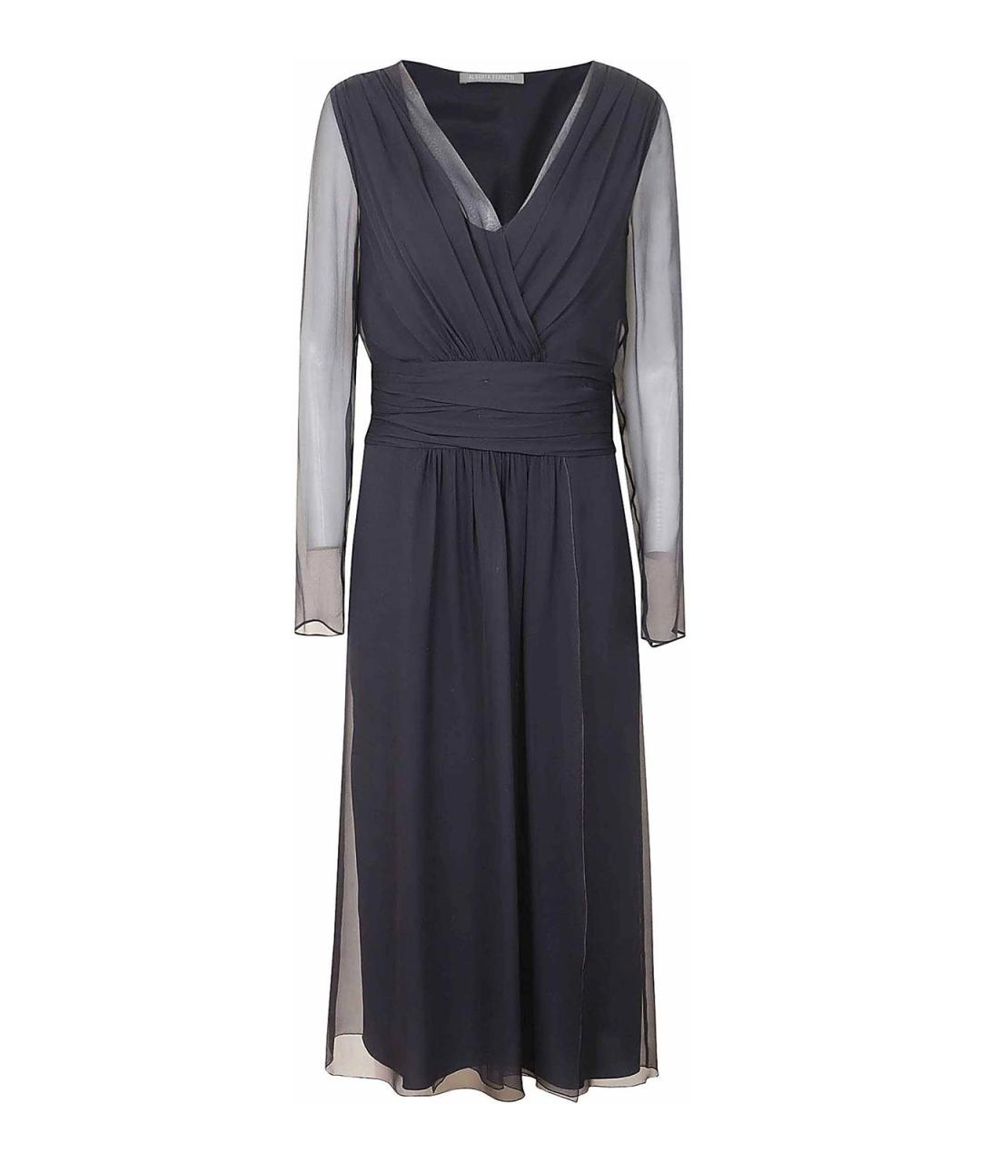 ALBERTA FERRETTI Темно-синее шелковое вечернее платье, фото 1