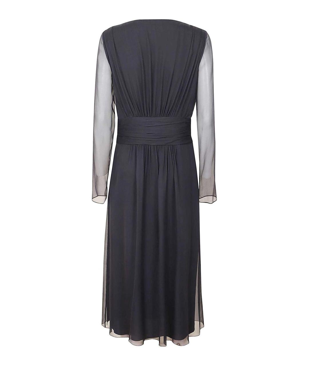 ALBERTA FERRETTI Темно-синее шелковое вечернее платье, фото 2