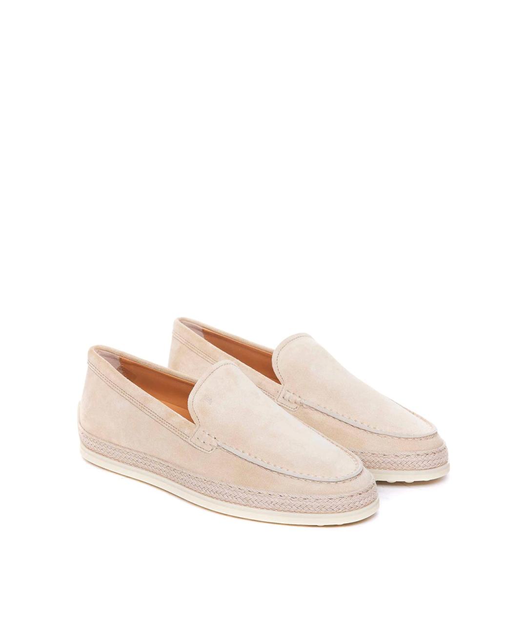 TOD'S Бежевые кожаные лоферы, фото 4