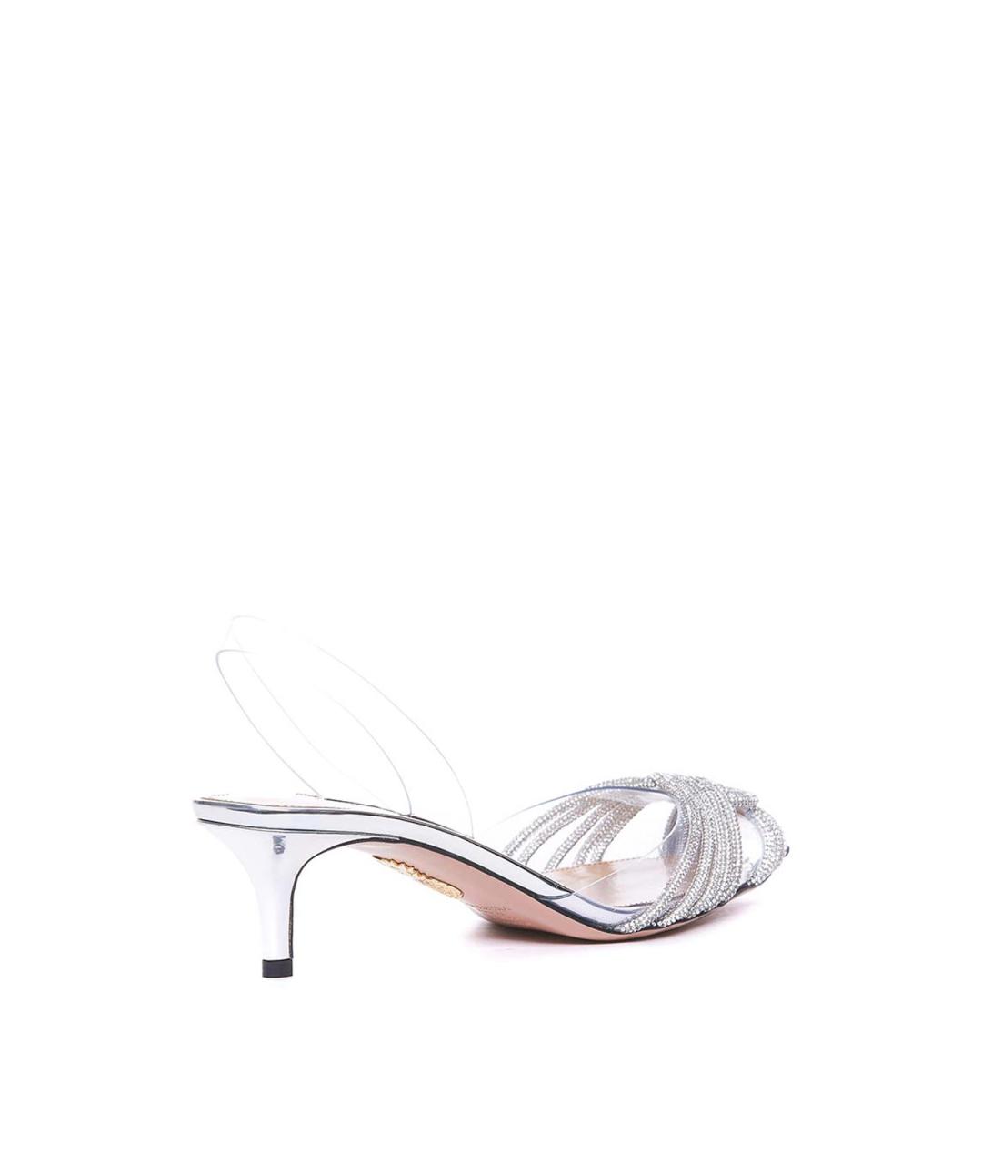 AQUAZZURA Серебряные синтетические мюли, фото 2