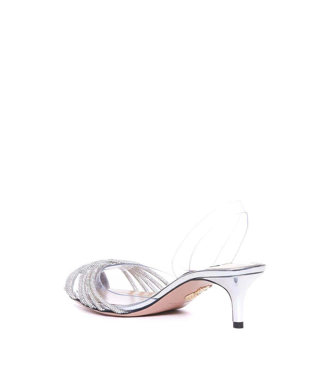 AQUAZZURA Серебряные синтетические мюли, фото 3
