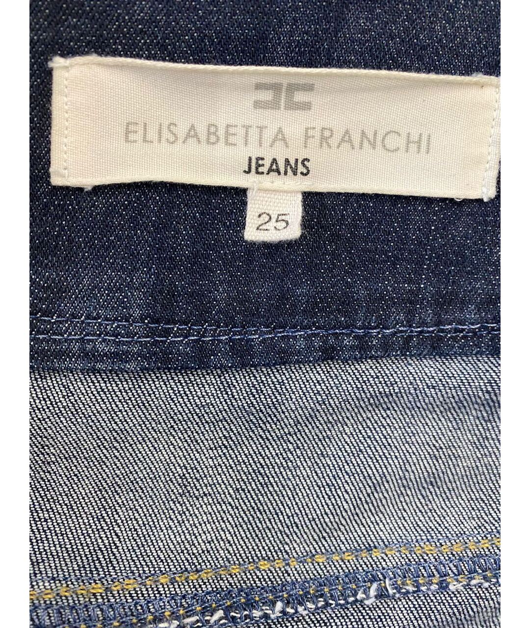 ELISABETTA FRANCHI Синие хлопко-эластановые джинсы клеш, фото 3