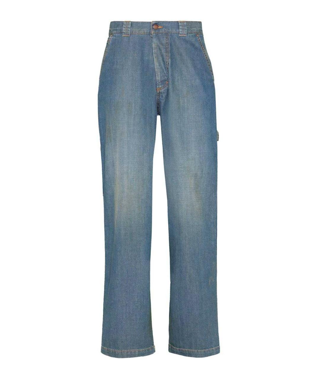 MAISON MARGIELA Синие хлопковые прямые джинсы, фото 1
