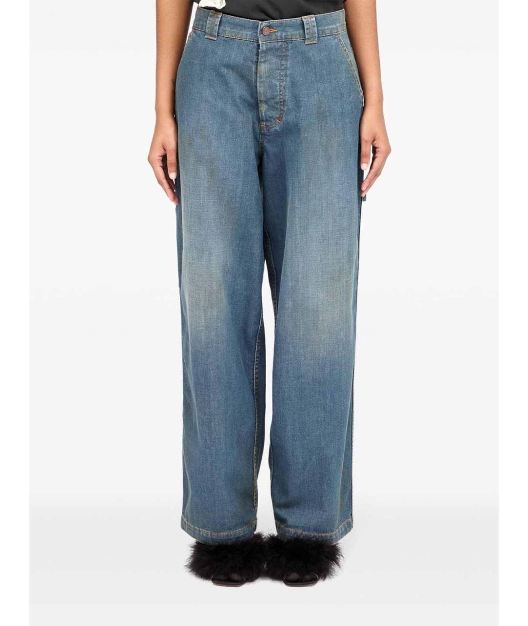 MAISON MARGIELA Синие хлопковые прямые джинсы, фото 2