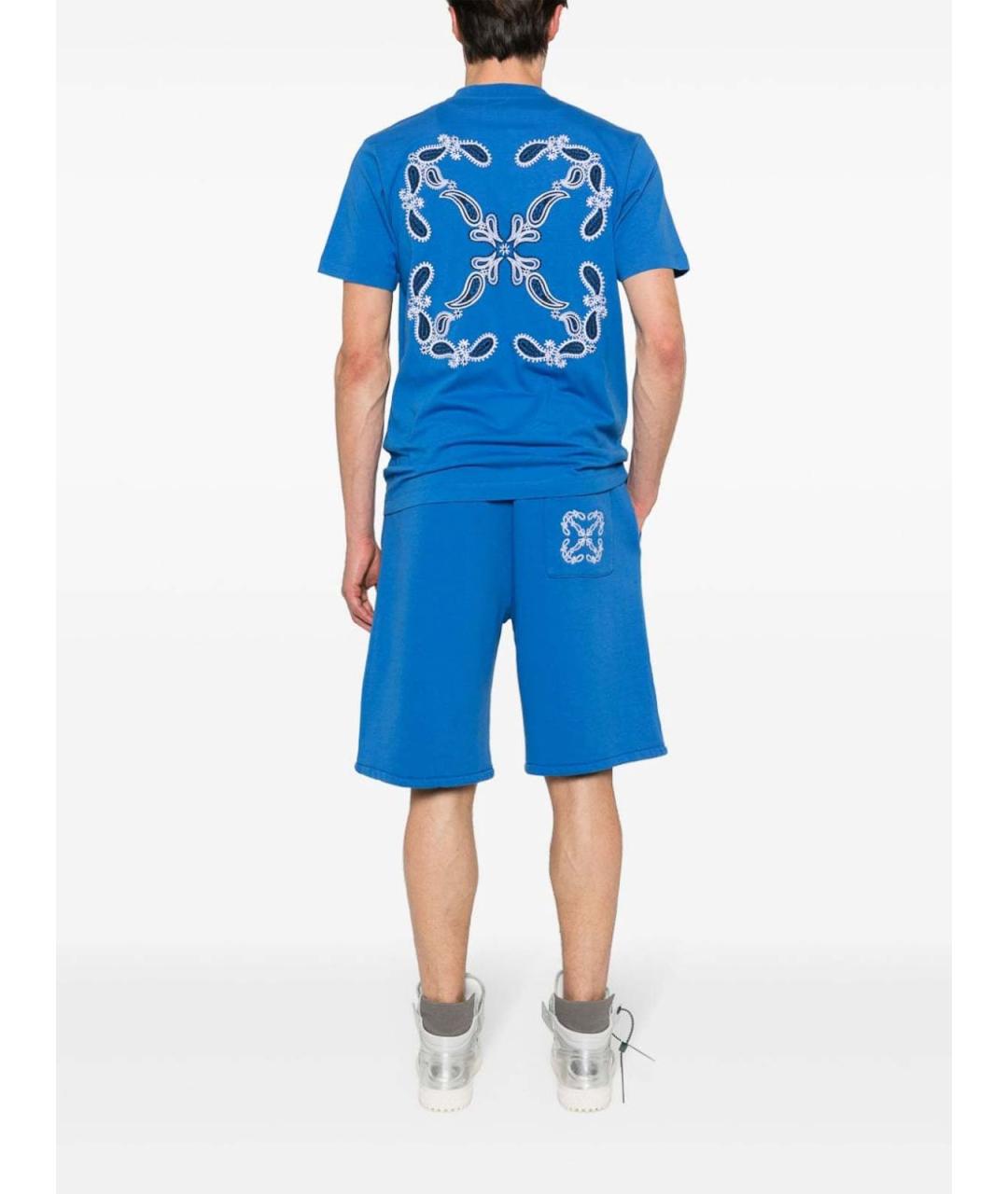OFF-WHITE Синяя хлопковая футболка, фото 2