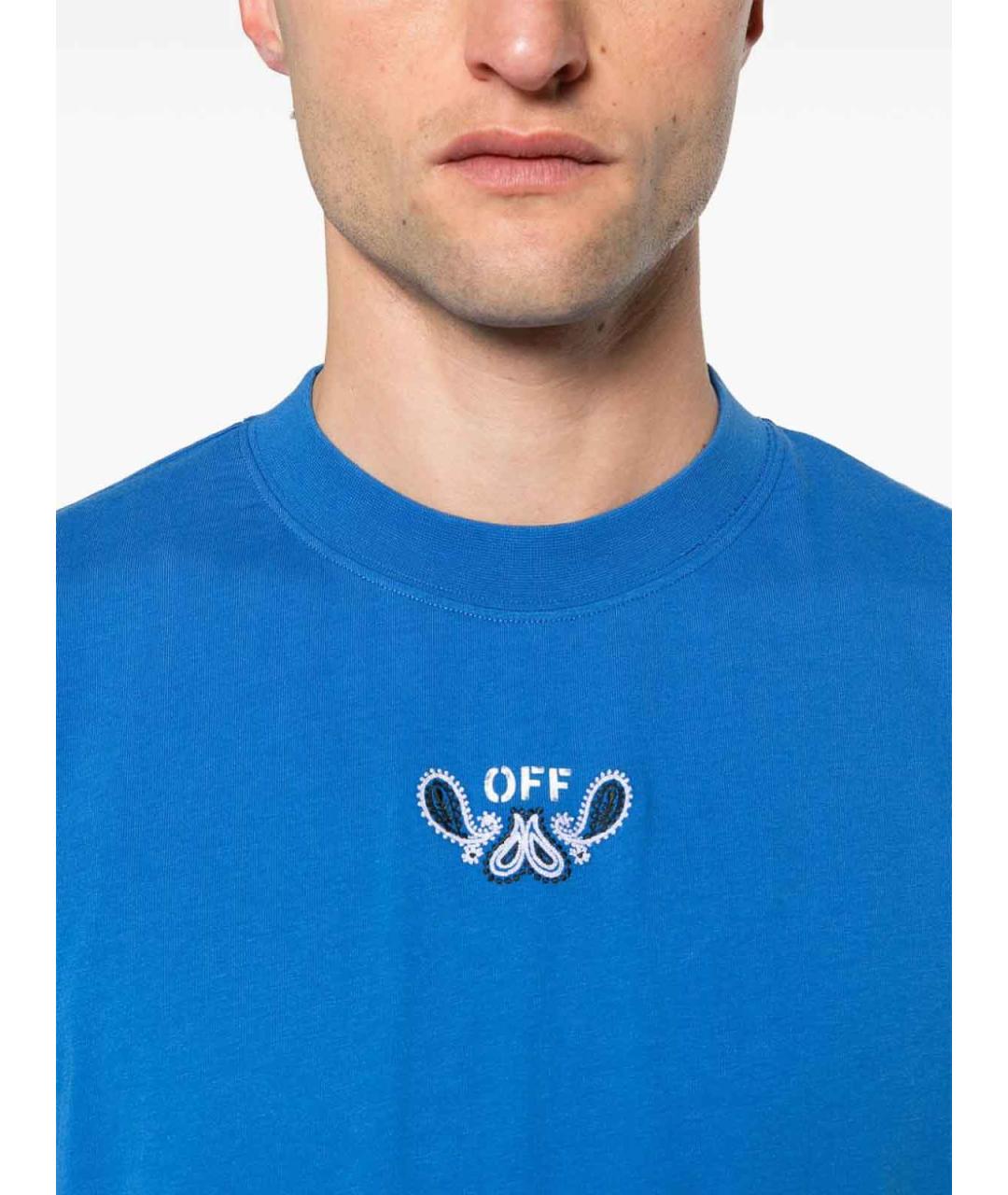 OFF-WHITE Синяя хлопковая футболка, фото 5