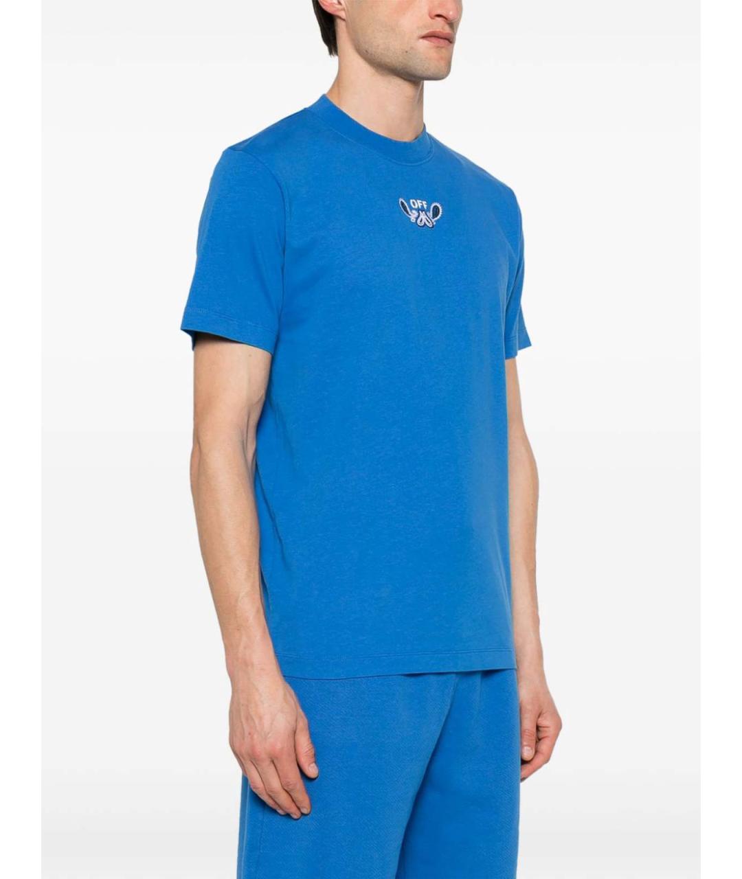 OFF-WHITE Синяя хлопковая футболка, фото 4