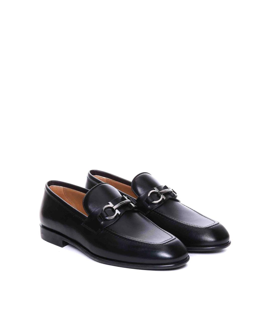 FERRAGAMO Черные кожаные лоферы, фото 4