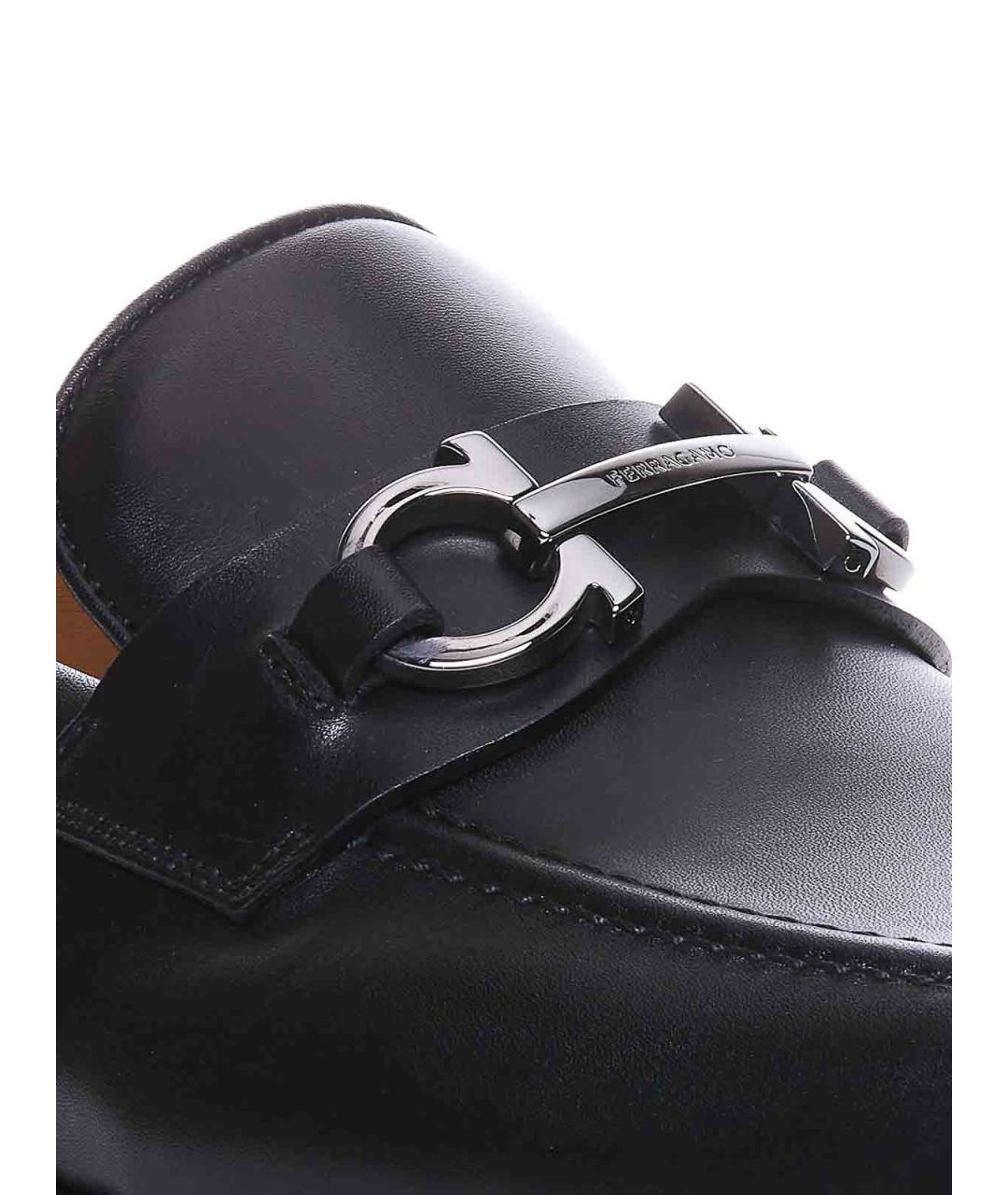 FERRAGAMO Черные кожаные лоферы, фото 3