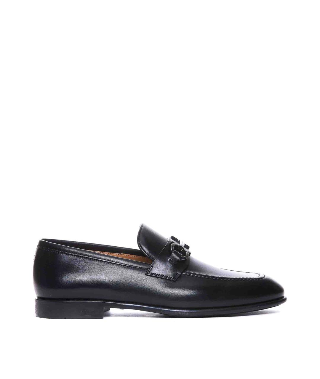 FERRAGAMO Черные кожаные лоферы, фото 1