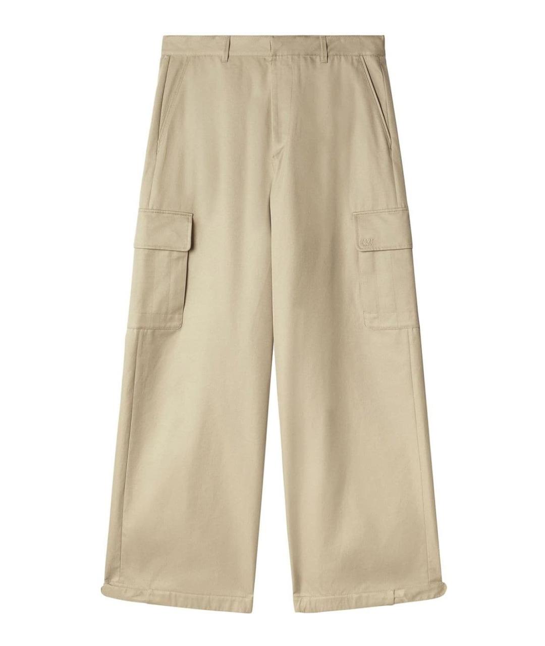 OFF-WHITE Бежевые хлопковые повседневные брюки, фото 1