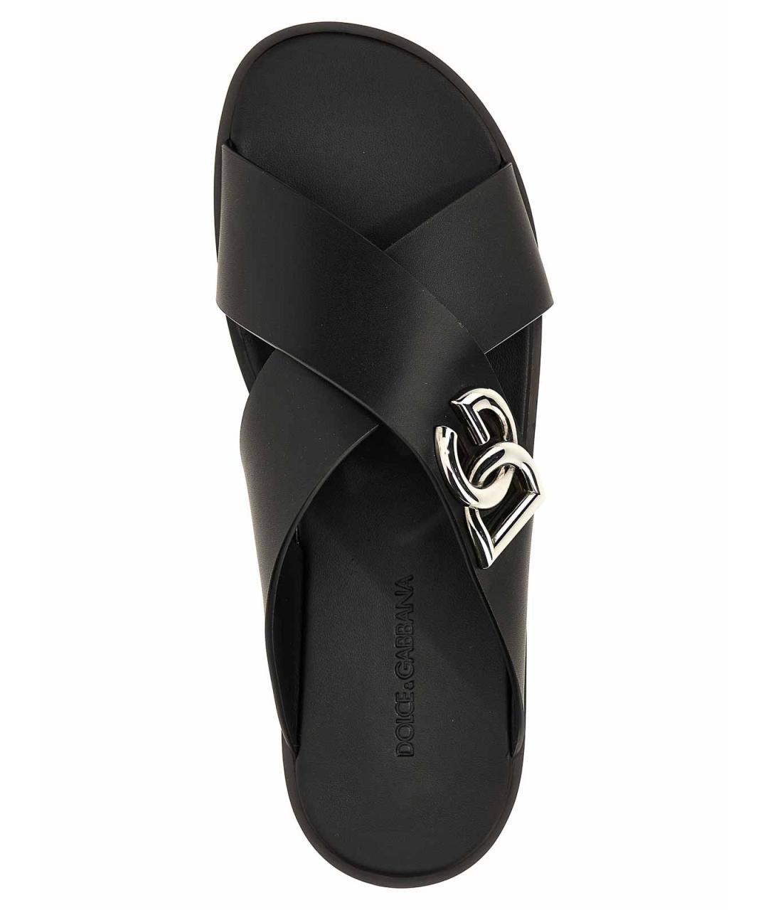 DOLCE&GABBANA Черные кожаные сандалии, фото 4