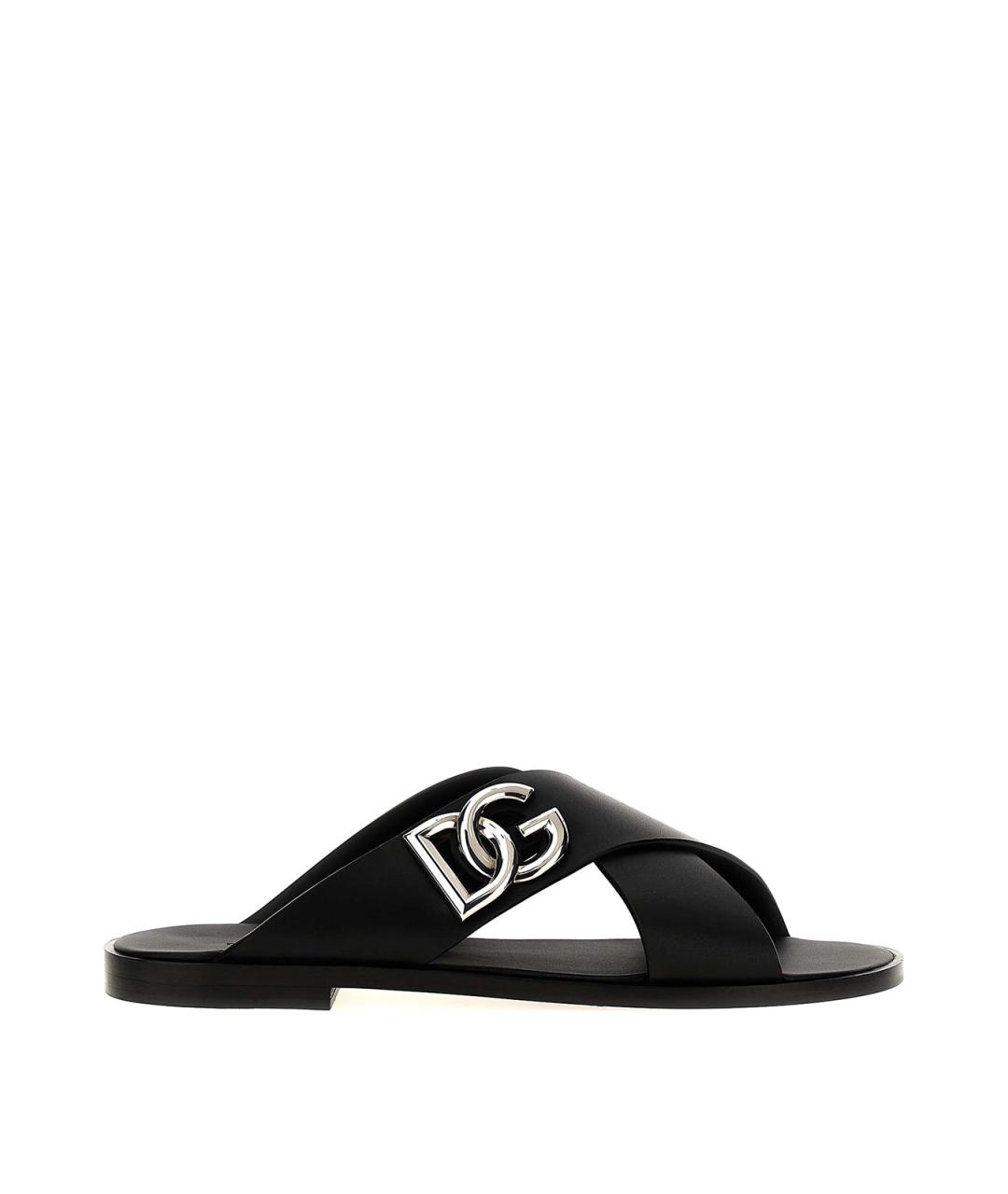 DOLCE&GABBANA Черные кожаные сандалии, фото 1