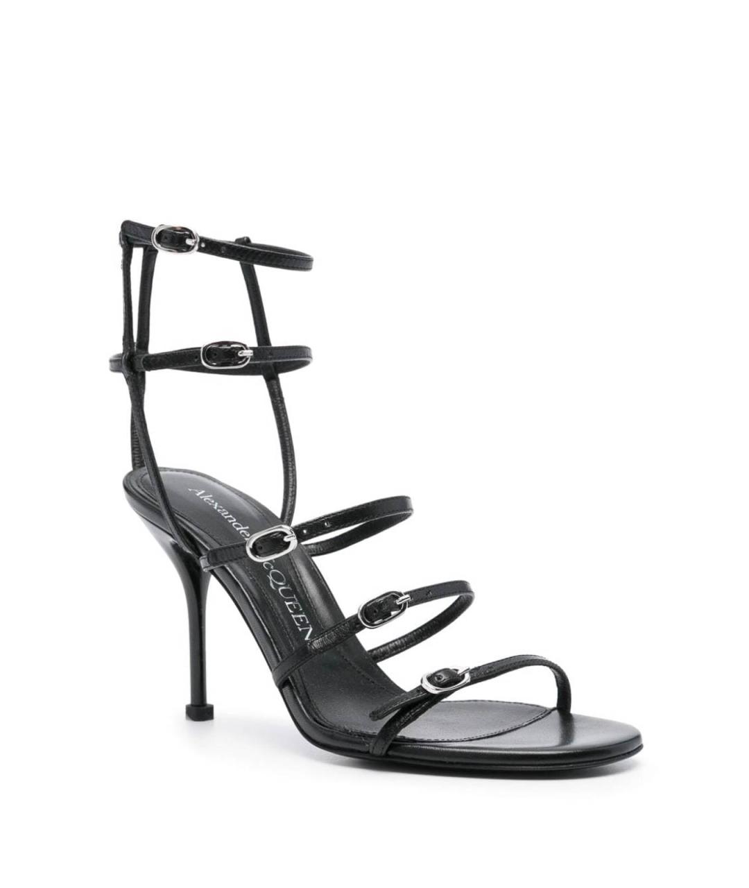 ALEXANDER MCQUEEN Черные кожаные босоножки, фото 3