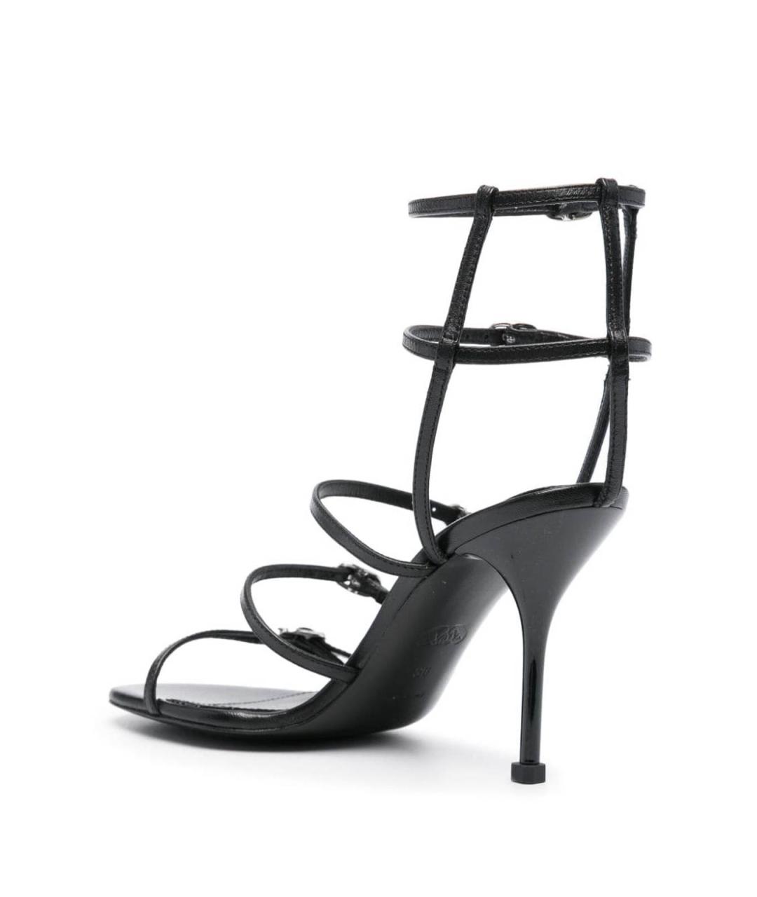 ALEXANDER MCQUEEN Черные кожаные босоножки, фото 4