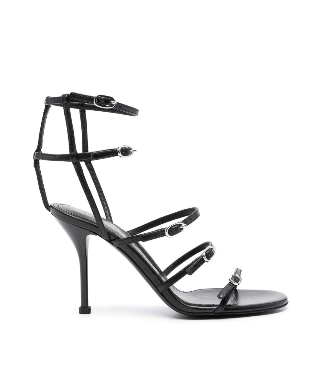 ALEXANDER MCQUEEN Черные кожаные босоножки, фото 1