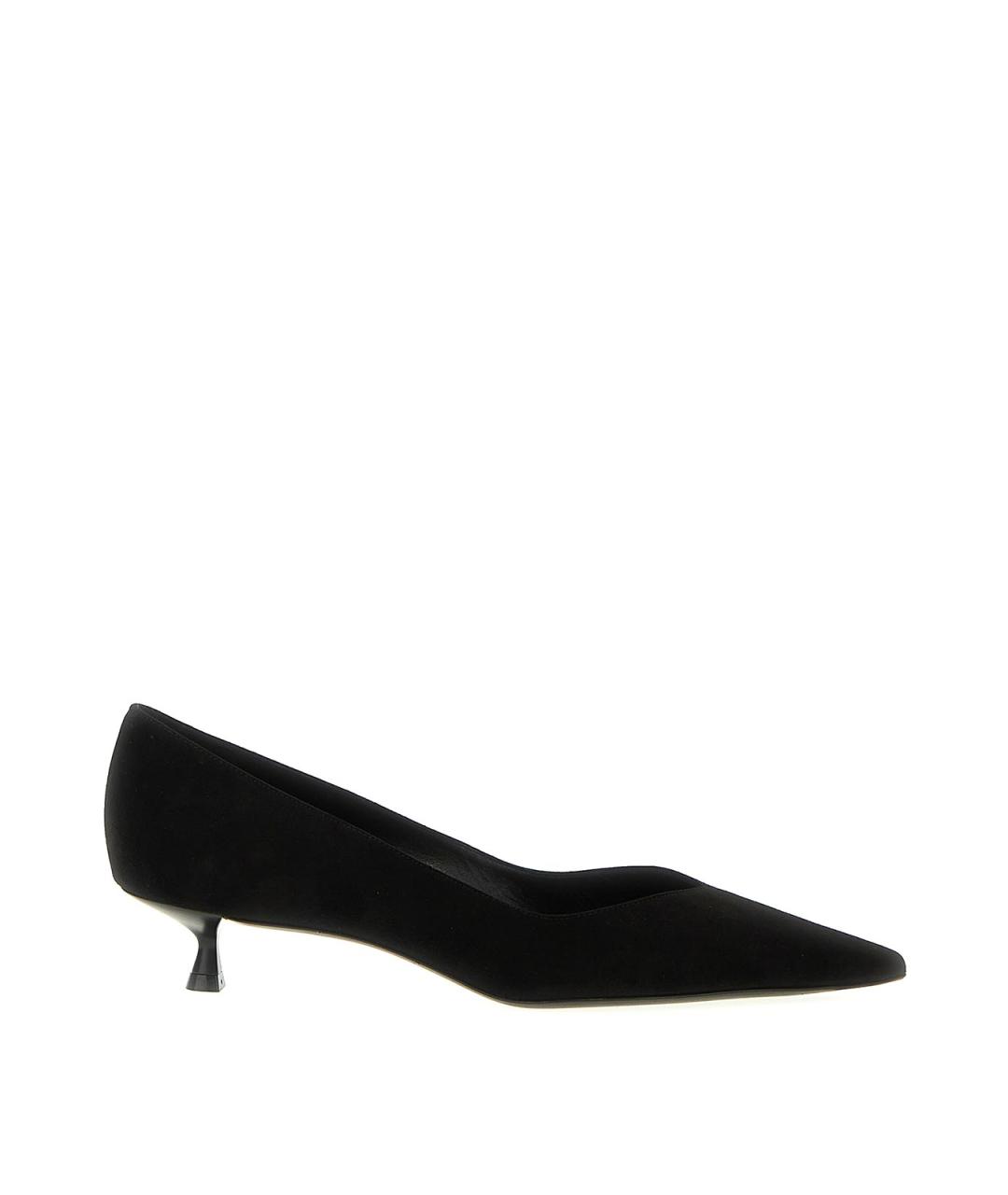 STUART WEITZMAN Черные замшевые лодочки на низком каблуке, фото 1