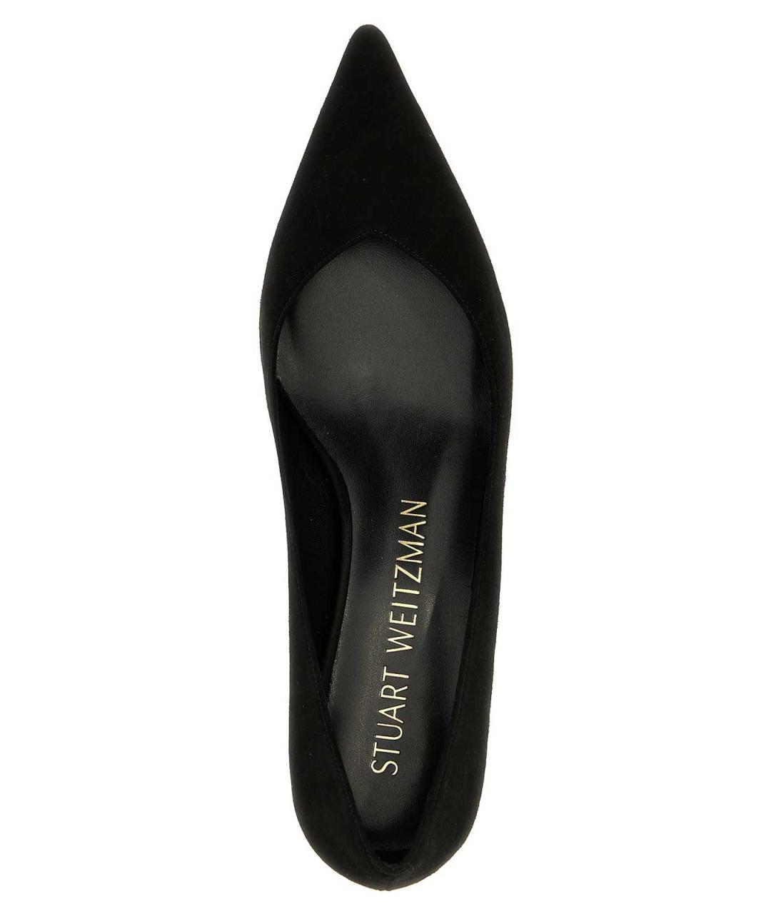 STUART WEITZMAN Черные замшевые лодочки на низком каблуке, фото 4