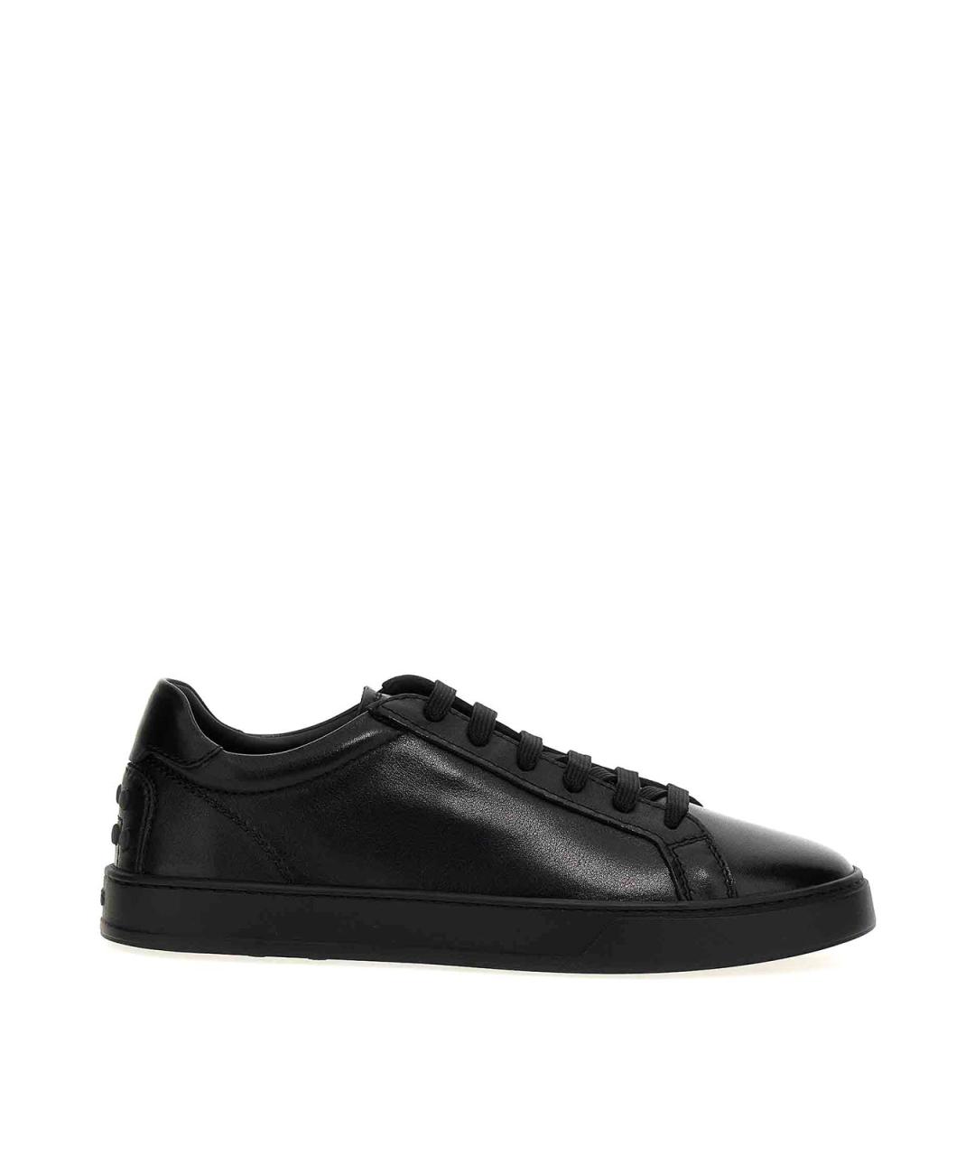 TOD'S Черные кожаные низкие кроссовки / кеды, фото 1