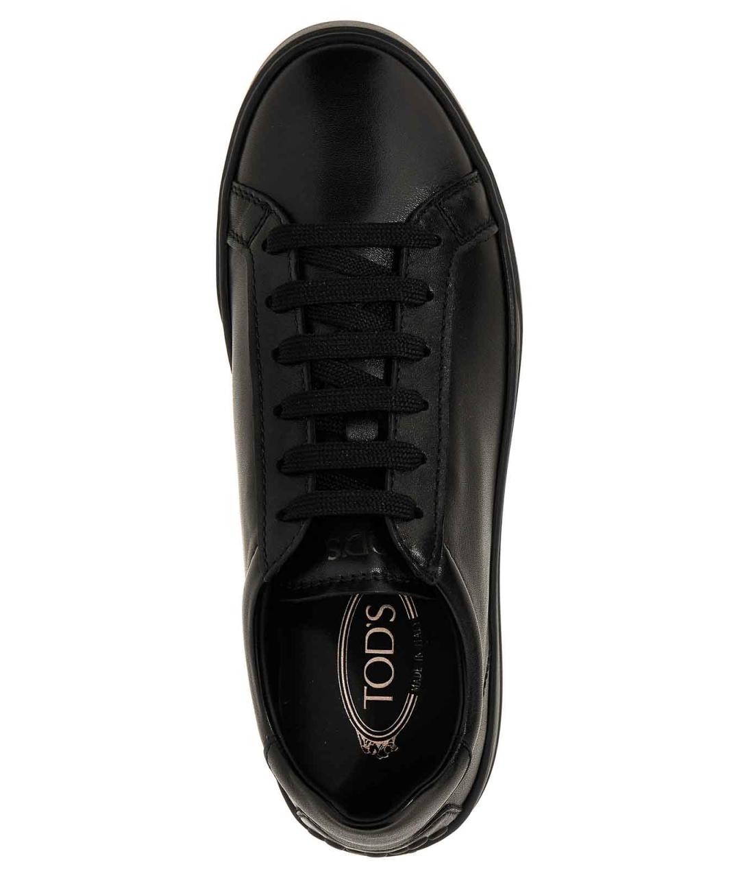 TOD'S Черные кожаные низкие кроссовки / кеды, фото 4