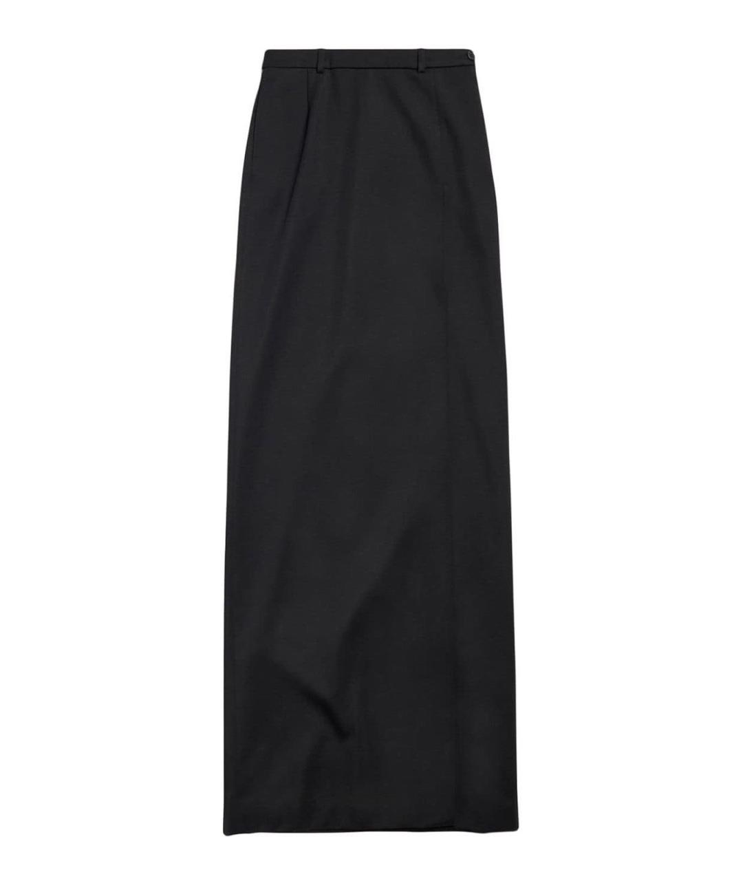 BALENCIAGA Черная шерстяная юбка миди, фото 1
