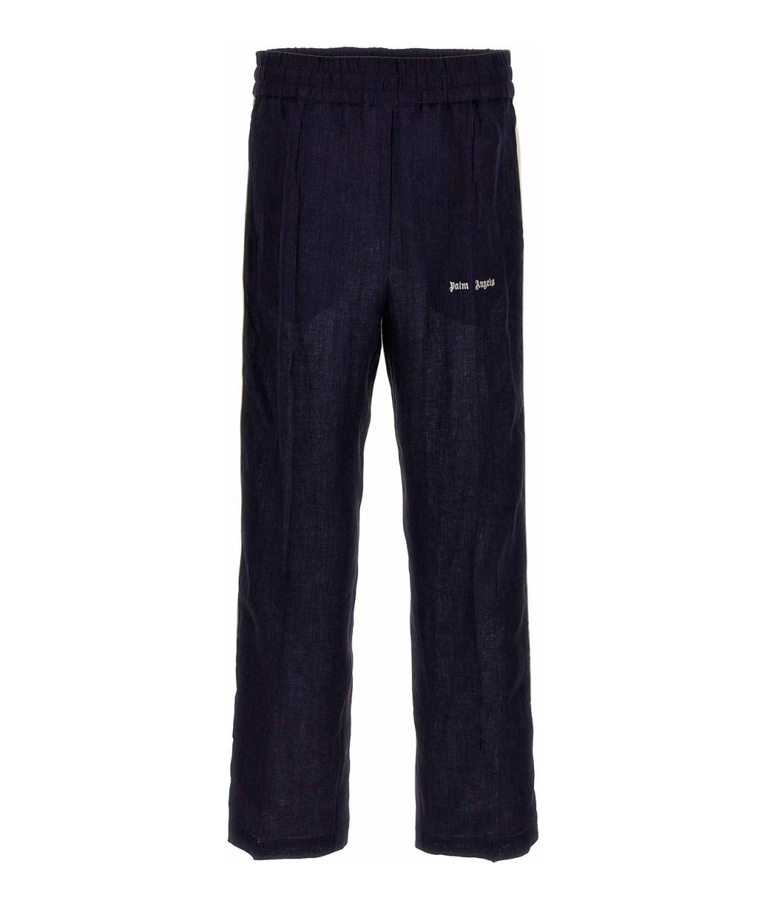 PALM ANGELS Синие льняные повседневные брюки, фото 1