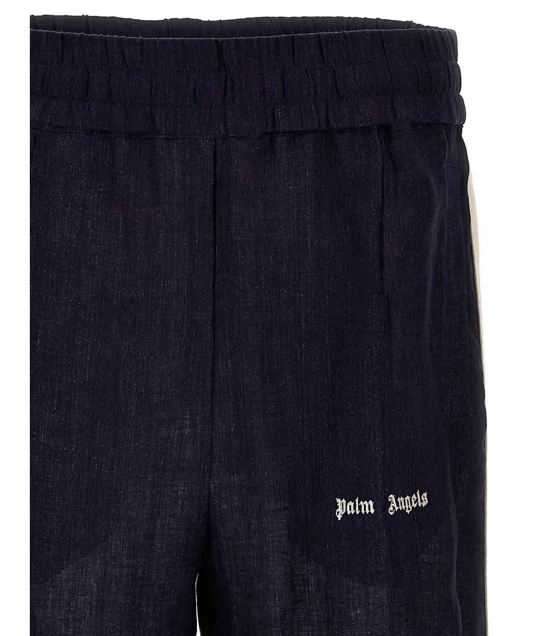PALM ANGELS Синие льняные повседневные брюки, фото 4