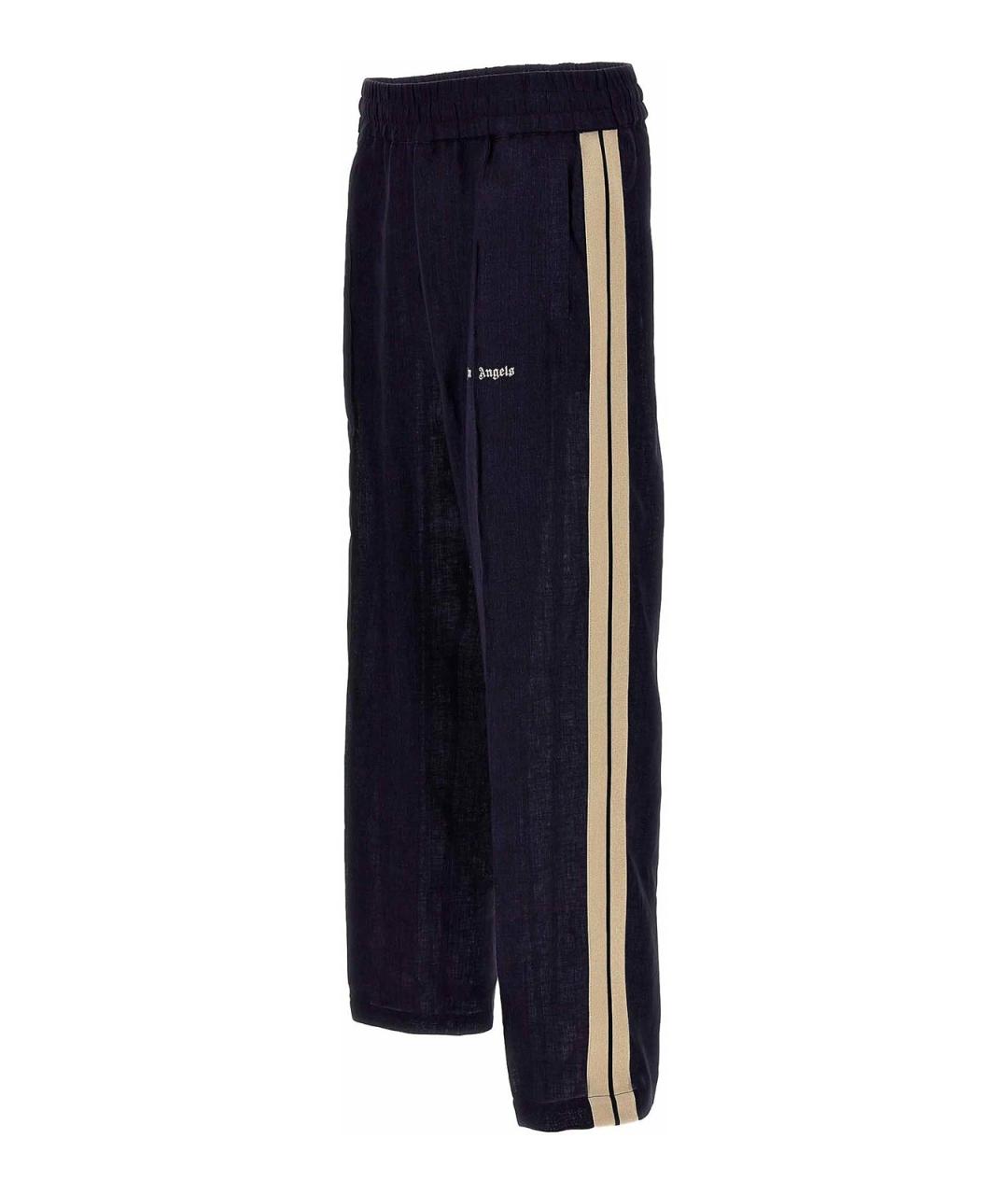 PALM ANGELS Синие льняные повседневные брюки, фото 3