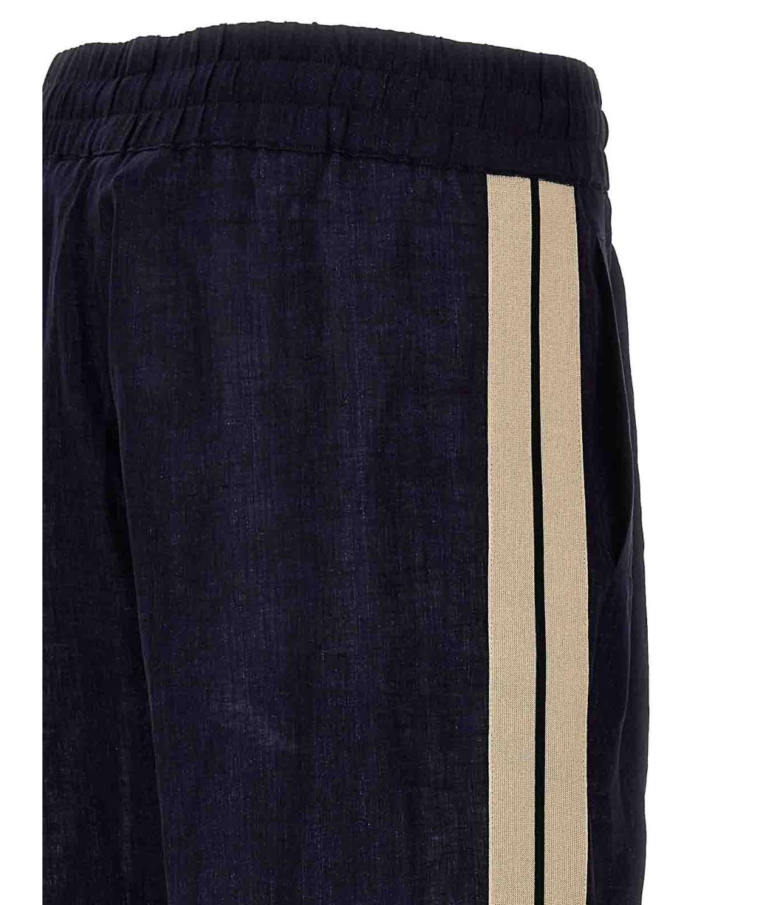 PALM ANGELS Синие льняные повседневные брюки, фото 5