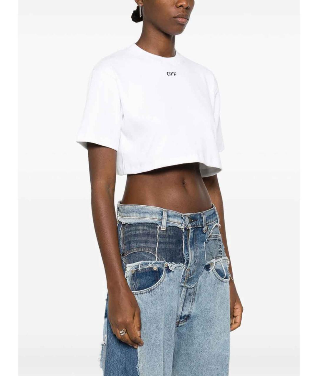 OFF-WHITE Белая хлопковая футболка, фото 4