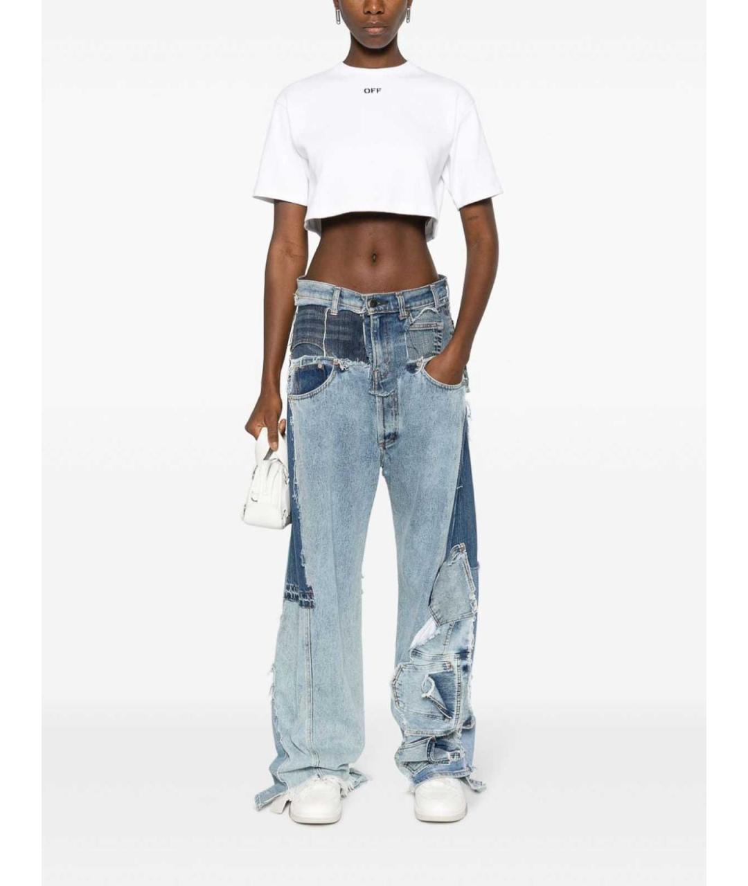 OFF-WHITE Белая хлопковая футболка, фото 3