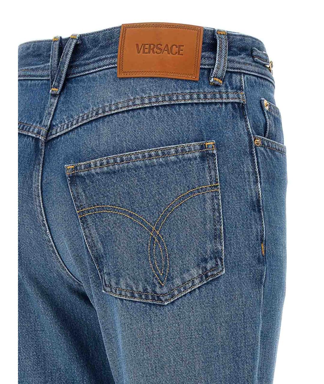 VERSACE Голубые хлопковые джинсы клеш, фото 4