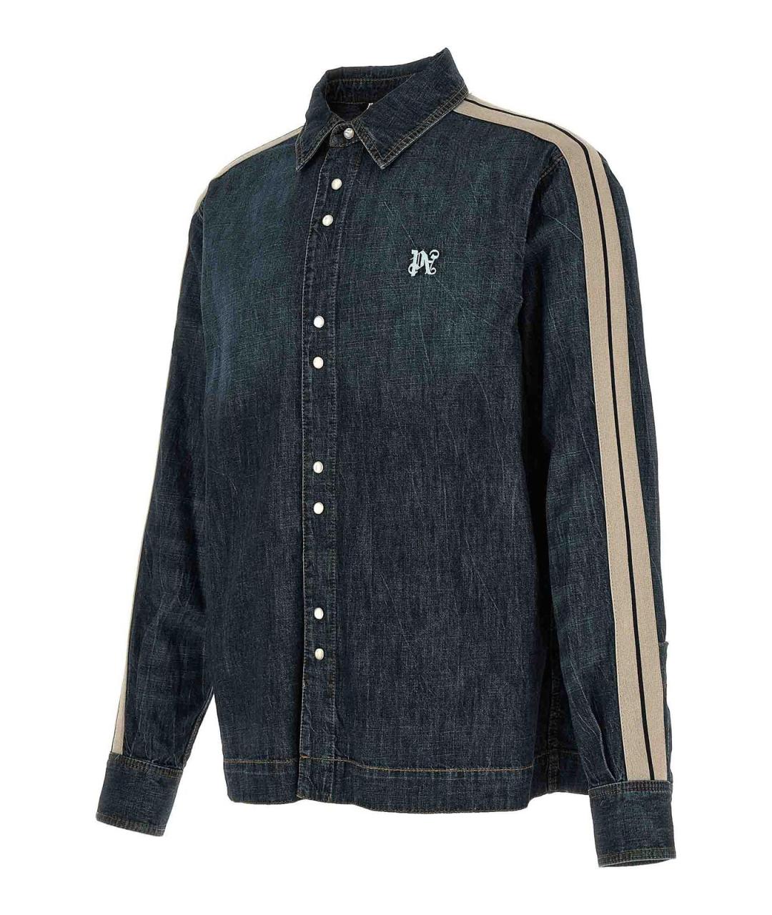 PALM ANGELS Синяя хлопковая классическая рубашка, фото 3