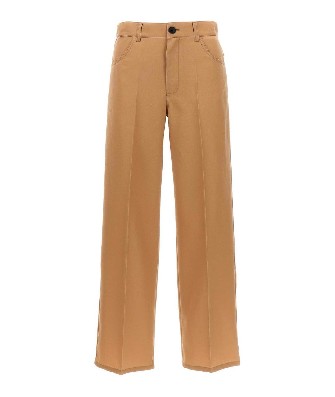 JIL SANDER Коричневые шерстяные прямые брюки, фото 1
