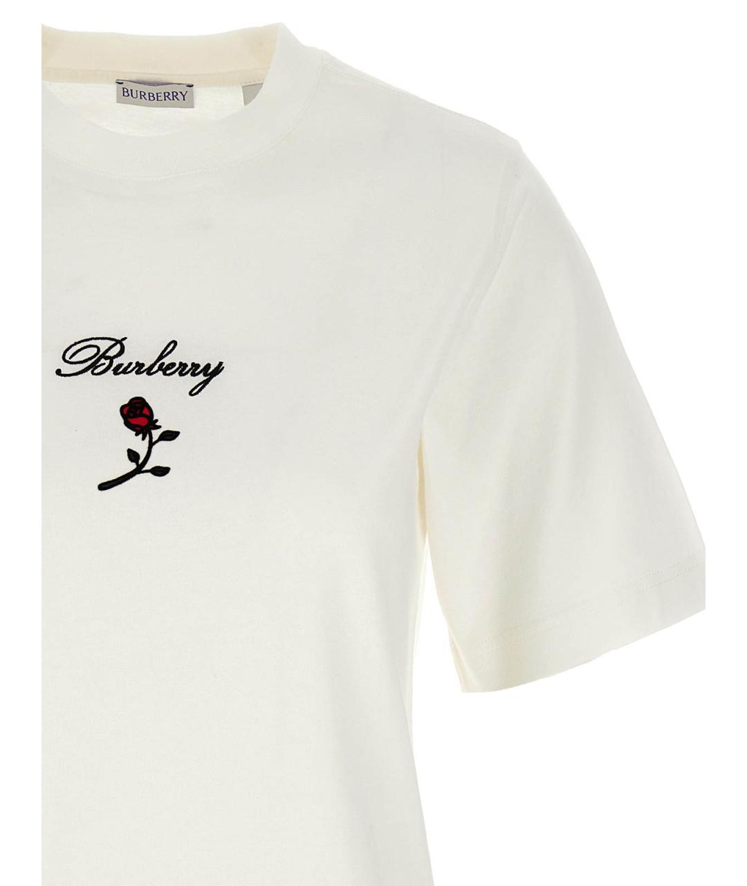 BURBERRY Белая хлопковая футболка, фото 3