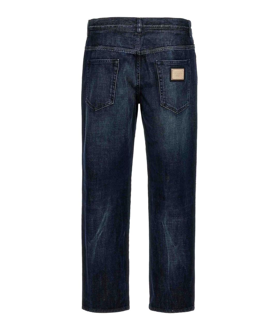 DOLCE&GABBANA Синие хлопковые прямые джинсы, фото 2