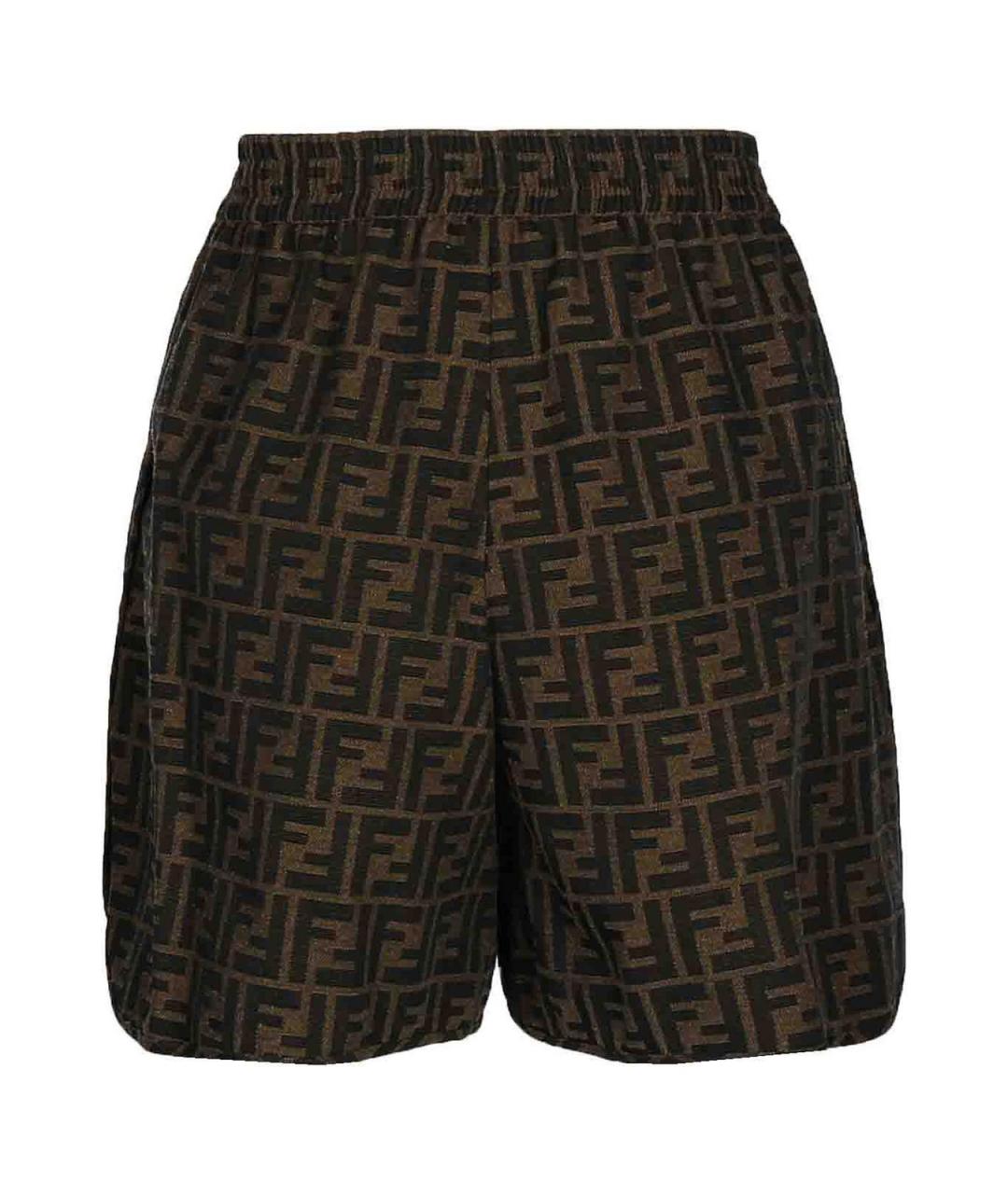 FENDI Коричневые хлопковые шорты, фото 2