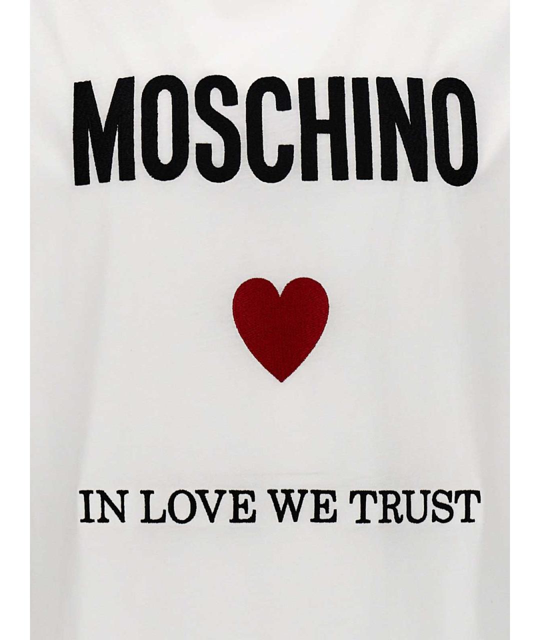 MOSCHINO Белая хлопковая футболка, фото 4