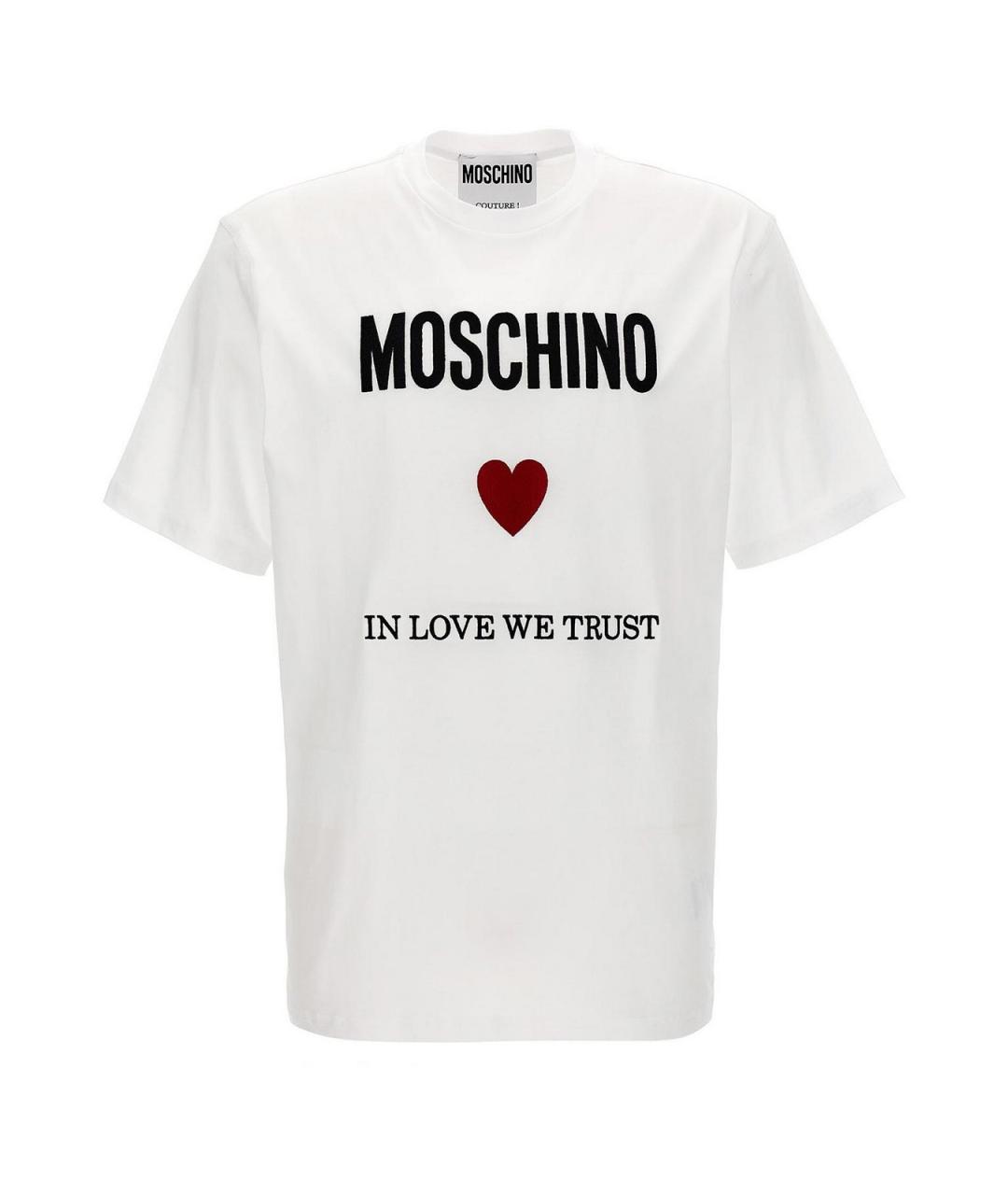MOSCHINO Белая хлопковая футболка, фото 1