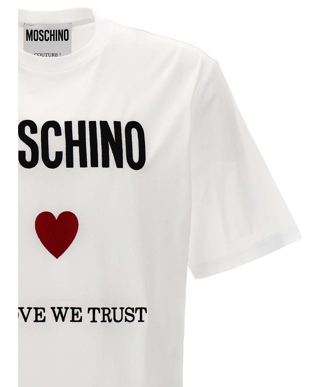 MOSCHINO Белая хлопковая футболка, фото 3