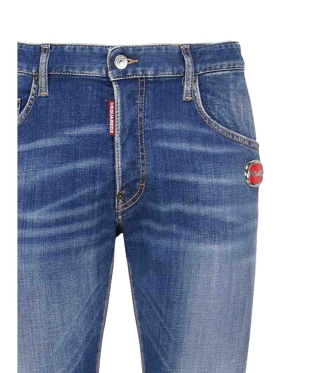 DSQUARED2 Синие хлопковые прямые джинсы, фото 3