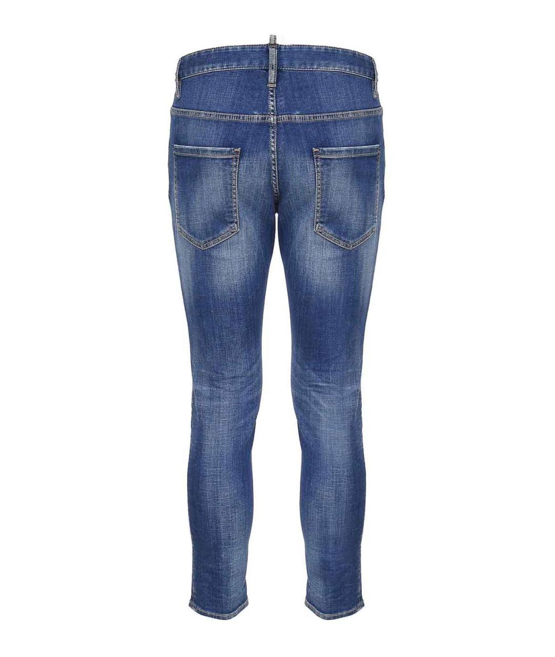 DSQUARED2 Синие хлопковые прямые джинсы, фото 2