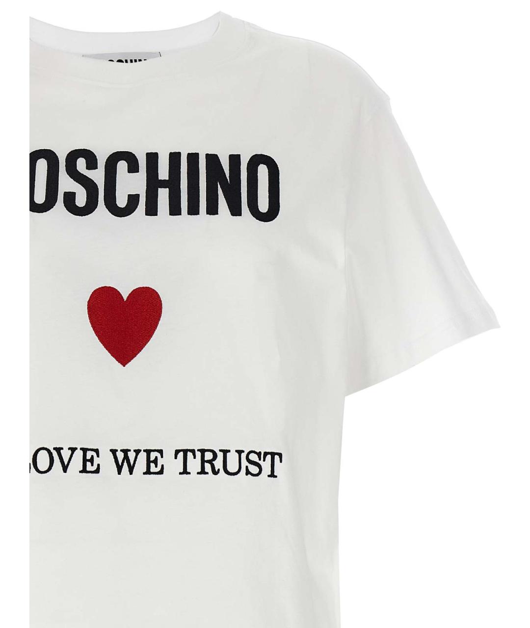 MOSCHINO Белая хлопковая футболка, фото 3
