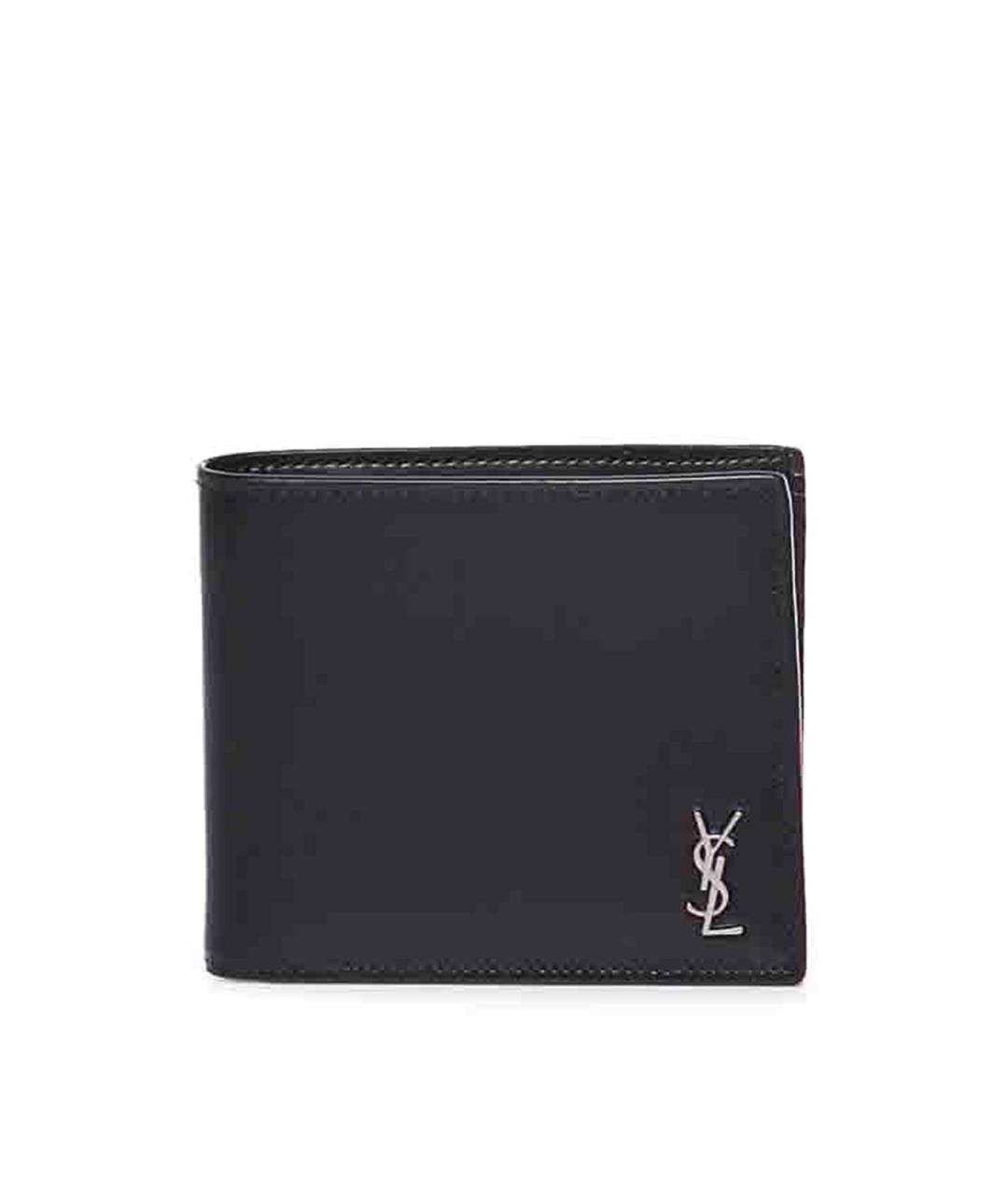 SAINT LAURENT Черный кожаный кошелек, фото 1