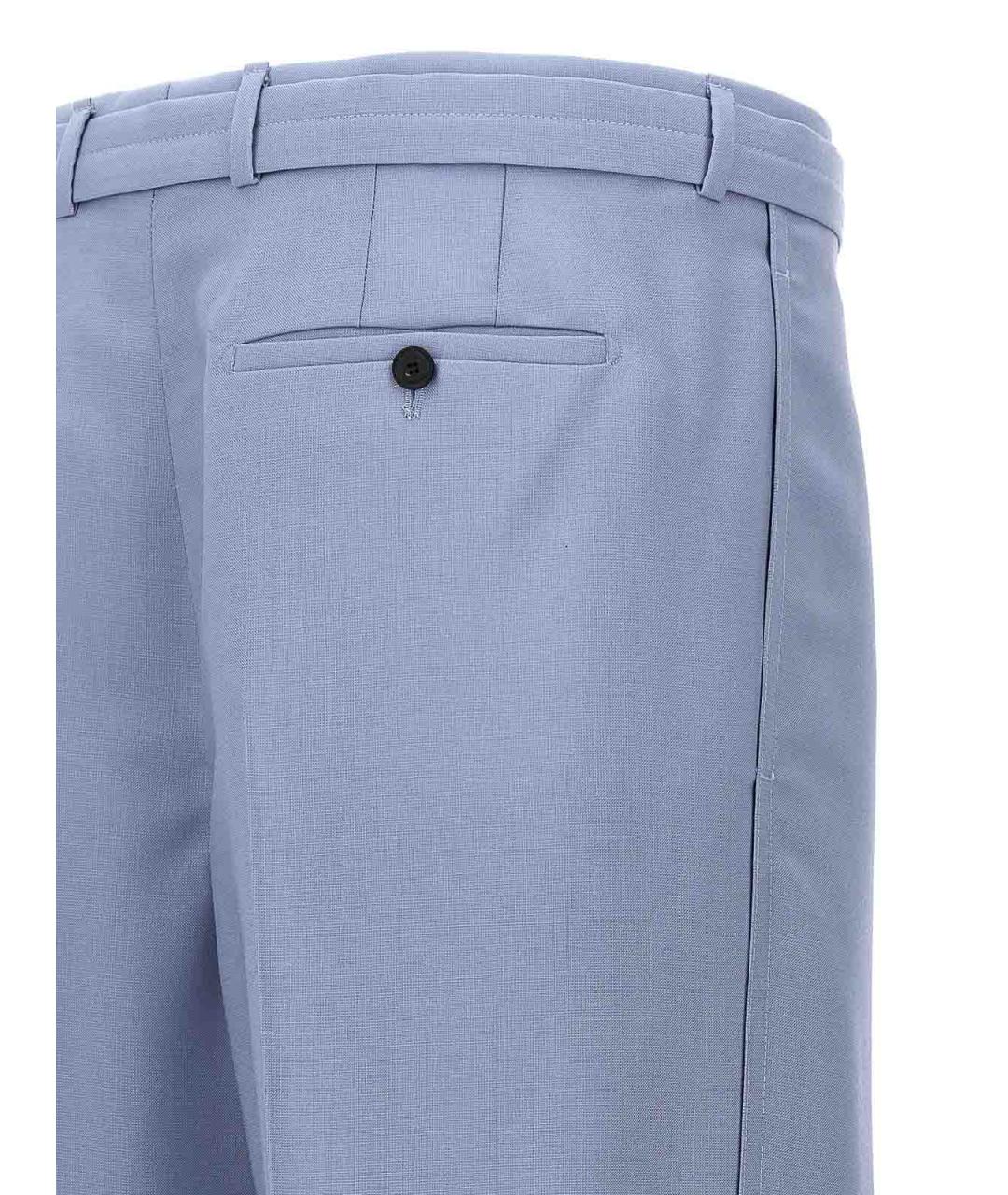 LANVIN Голубые шерстяные классические брюки, фото 5