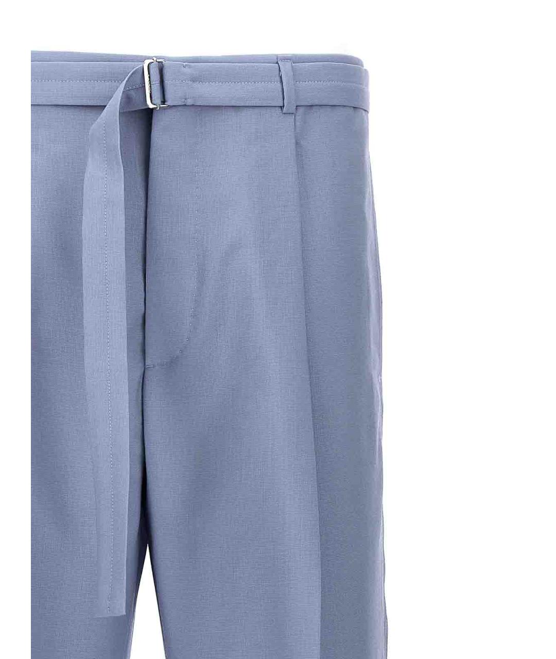 LANVIN Голубые шерстяные классические брюки, фото 4