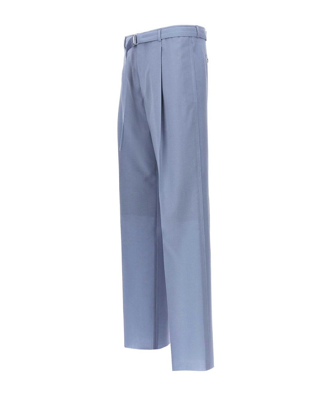 LANVIN Голубые шерстяные классические брюки, фото 3